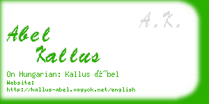 abel kallus business card